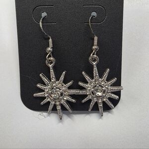 Silver Starburst Rhinestone Earrings Handmade Hypoallergenic BUNDLE & Save